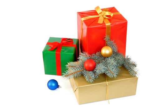 Christmas gifts isolated on white background