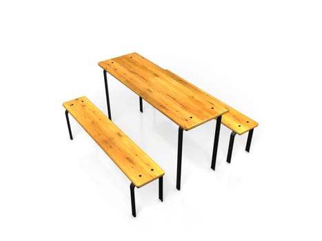 Wood bench on white background