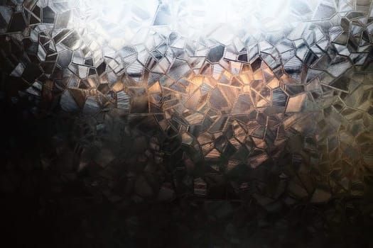Fluted glass with backlight. Beautiful multicolored refraction of light. Abstract background. Self-adhesive film. Ribbed glass surface. Embossed glass background.