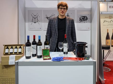 Cracow, Poland - November 17, 2022: International Wine Trade Fair ENOEXPO in Cracow. Producers of wine from all around the world meet the importers distributors and representatives.