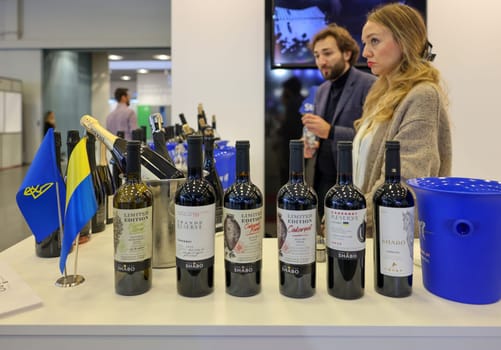 Cracow, Poland - November 17, 2022: International Wine Trade Fair ENOEXPO in Cracow. Producers of wine from all around the world meet the importers distributors and representatives.