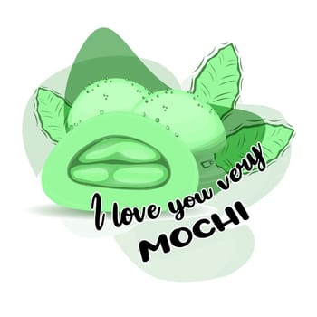 Japanese cuisine Creamy Mochi Matcha, dessert of Asian cuisine.