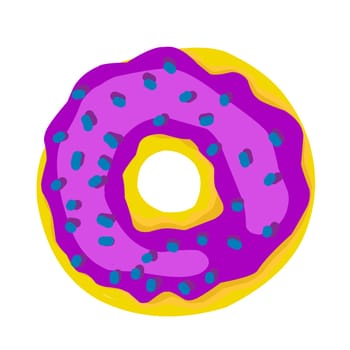 Donut in the style of the 90s. Sweet donut with bright glaze. Vector isolated illustration on a white background.