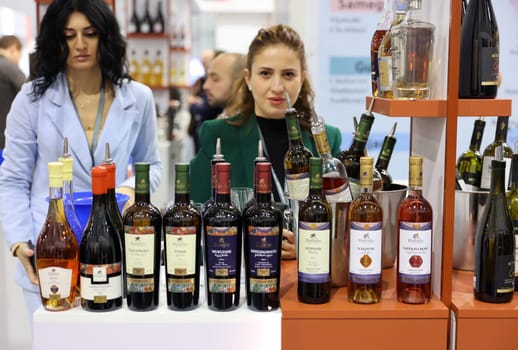 Cracow, Poland - November 17, 2022: International Wine Trade Fair ENOEXPO in Cracow. Producers of wine from all around the world meet the importers distributors and representatives.