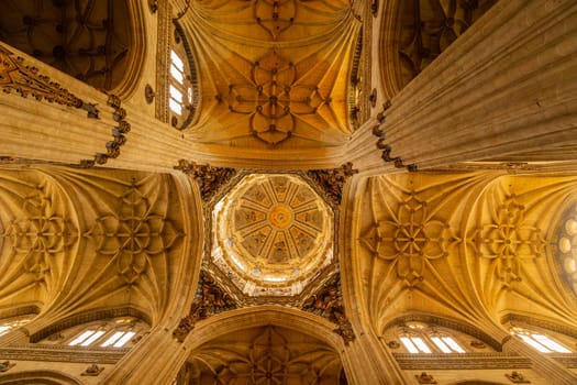 Salamanca, Spain - December 23 2022: Crossing junction of the four arms of the cruciform (cross-shaped) in the New Cathedral of Salamanca Spain.
