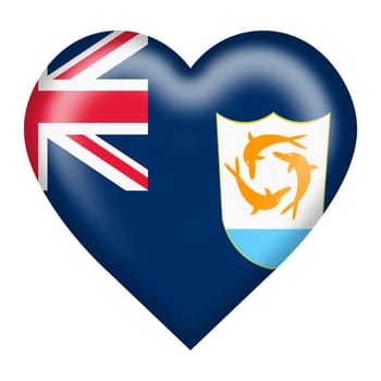 An Anguilla flag heart button isolated on white with clipping path