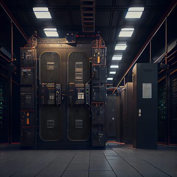 High Tech server room for internet, communications, security, IT, programming, etc.