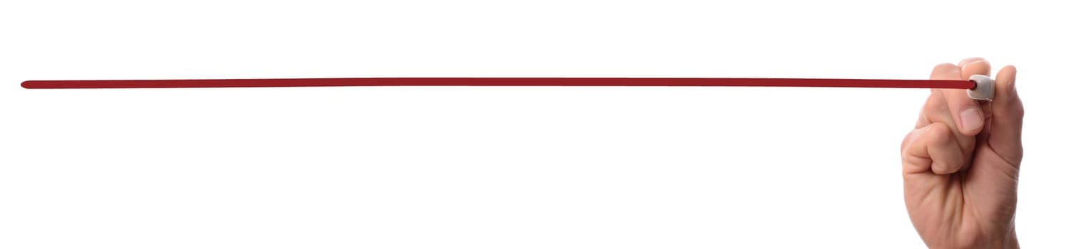 Hand drawing a red line with red pen on glass, business concept