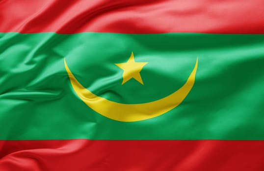 Waving national flag of Mauritania