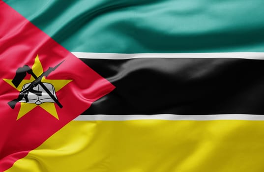 Waving national flag of Mozambique