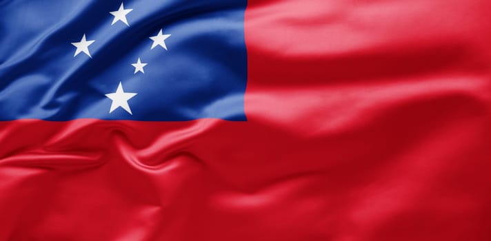 Waving national flag of Samoa