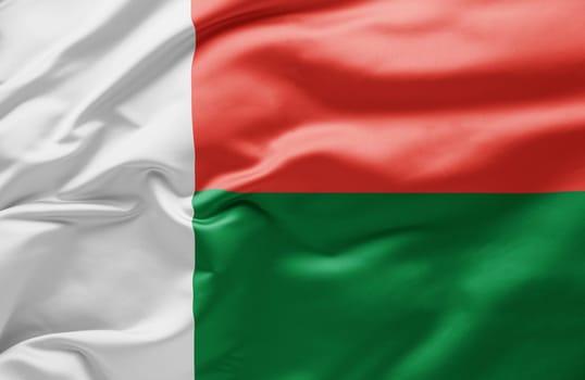 Waving national flag of Madagascar