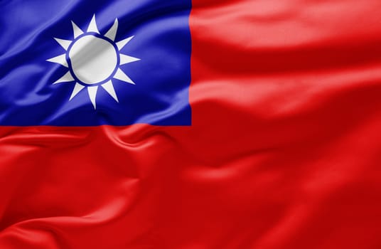 Waving national flag of Republic of China Taiwan