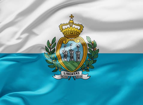 Waving national flag of San Marino