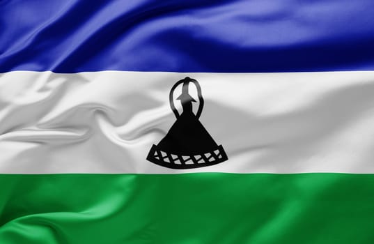 Waving national flag of Lesotho