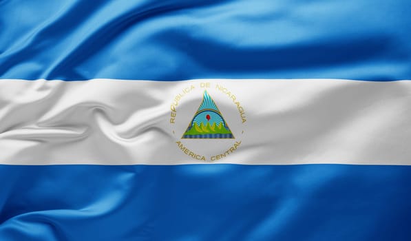 Waving national flag of Nicaragua
