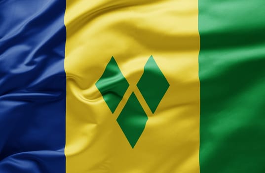 Waving national flag of Saint Vincent and the Grenadines