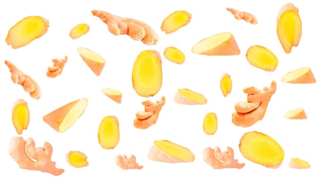 Creative levitation seamless pattern with ginger. Selective focus.