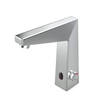 Bathroom automatic sensor faucet on white background
