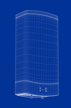 3D wire-frame model of square shaped storage water heater