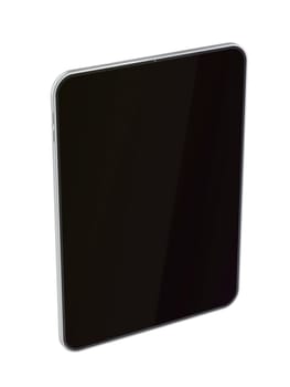 Tablet computer with blank display on white background