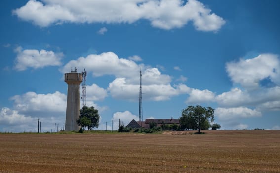 a water tower on the french countryside