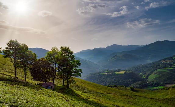 landscape of the mountains, Pyrenees, Lourdes, France