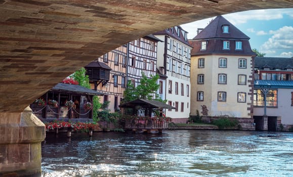Traditional timbered houses in La Petite France in town of Strasbourg, a region of Alsace