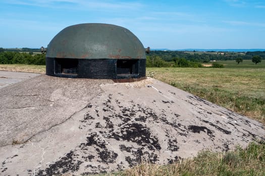 Gun turrets of a bunker on the Maginot Line in Alsace, France