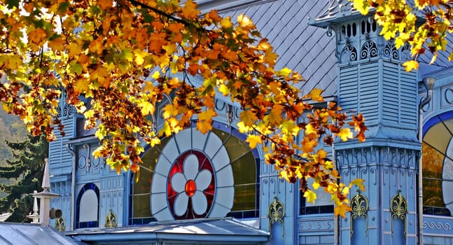 Old gallery close-up in park of Pyatigorsk,Northern Caucasus.