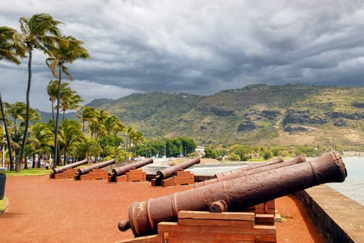 Historic gun at Le Barachois place, Saint Denis, la Reunion Island