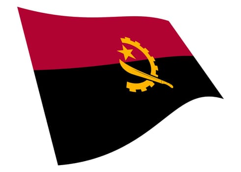 An Angola waving flag 3d illustration isolated on white with clipping path
