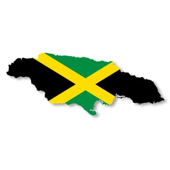 A Jamaica map on white background with clipping path to remove shadow 3d illustration