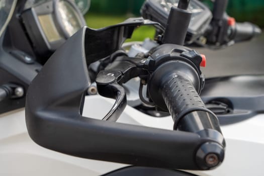 a close up of motorcycle handlebar