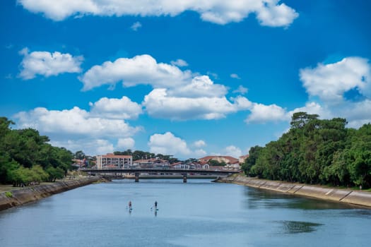 the Hossegor canal, beginning of the marine lake