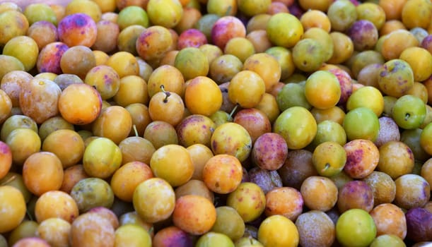 Mirabelles fruits mirabelle plum fruit background from above