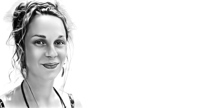 a drawing of a pretty brunette woman