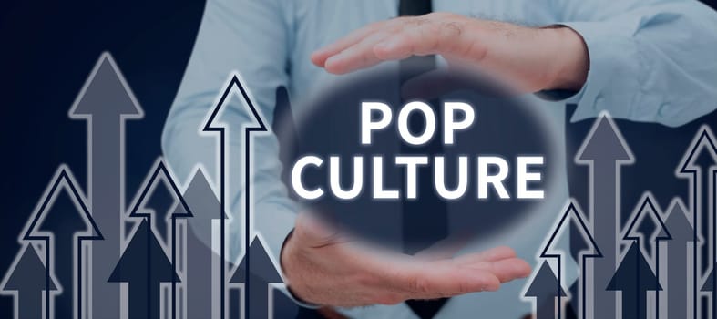 Text sign showing Pop Culture, Conceptual photo describes the lifestyle and tastes of the majority of mostly younger people