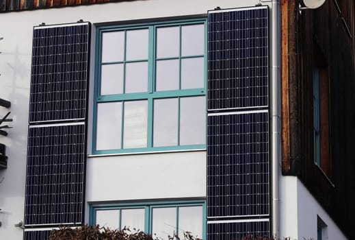 Solar modules for power generation on a house wall
