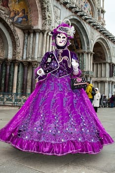 Venice, Italy - February 7 2018 - The Masks of carnival 2018. The Carnival of Venice (Italian: Carnevale di Venezia) is an annual festival held in Venice, Italy. The Carnival ends with the Christian celebration of Lent, forty days before Easter, on Shrove Tuesday (Martedì Grasso or Mardi Gras), the day before Ash Wednesday. The festival is world-famous for its elaborate masks.