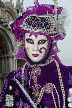 Venice, Italy - February 7 2018 - The Masks of carnival 2018. The Carnival of Venice (Italian: Carnevale di Venezia) is an annual festival held in Venice, Italy. The Carnival ends with the Christian celebration of Lent, forty days before Easter, on Shrove Tuesday (Martedì Grasso or Mardi Gras), the day before Ash Wednesday. The festival is world-famous for its elaborate masks.