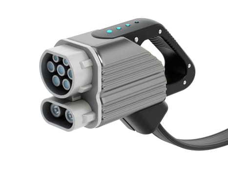 Electric vehicle charger isolated on white background. 3D illustration.