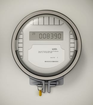 Electricity meter isolated on white background. 3D illustration.