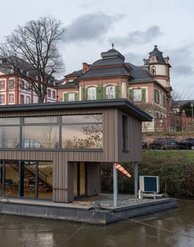 Houseboat at the confluence of the Nidda and Main River