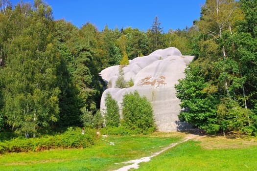 mountain Elefantensteine (Bíle kameny) in Zittau Mountains in summer
