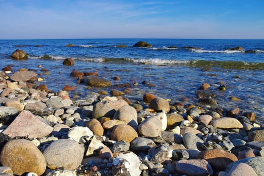 Flint stones on the beach, island Ruegen, Germany