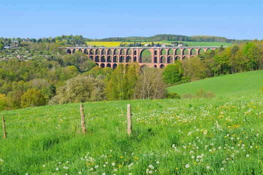 Goeltzsch Viaduct railway bridge in Saxony, Germany - Worlds largest brick bridge