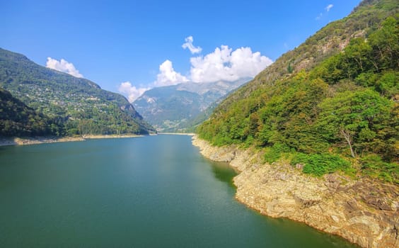 Lago di Vogorno in the Verzasca Valley, Ticino in Switzerland, Europe