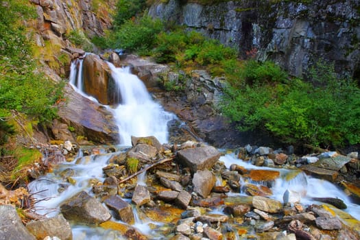 waterfall in the Maggia Valley, Ticino in Switzerland, Europe