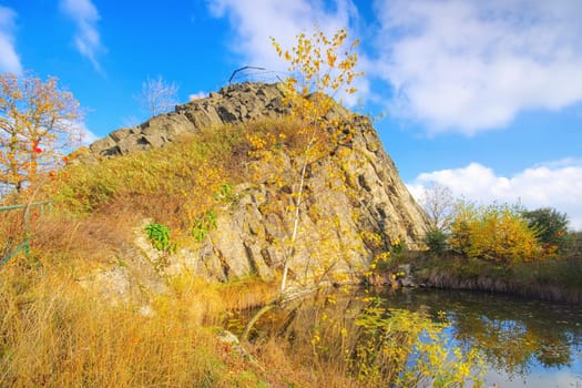 the mountain Spitzberg in Zittau Mountains, autumn